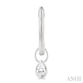 1/3 Ctw Bezel Set Pear Cut Diamond Huggie Earrings in 14K White Gold